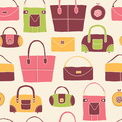 Seamless pattern with bags