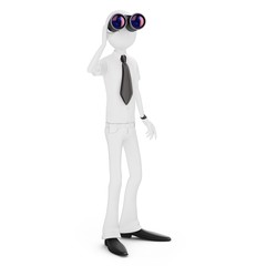 3d man businessman holding binoculars looking for opportunities