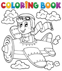 Coloring book airplane theme 1 - 54567114