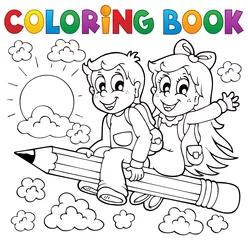 Photo sur Aluminium Pour enfants Livre de coloriage élève thème 3