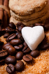 Various kinds of sugar, nuts and coffee beans