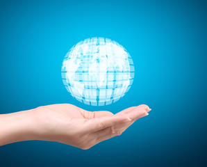 modern social buttons in hand