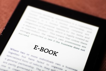 E-book on ebook, tablet concept