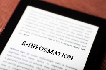 Obraz premium E-information on ebook, tablet concept
