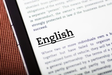 Obraz premium English on tablet screen, ebook concept
