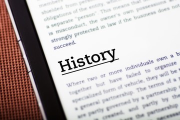 Obraz premium History on tablet screen, ebook concept