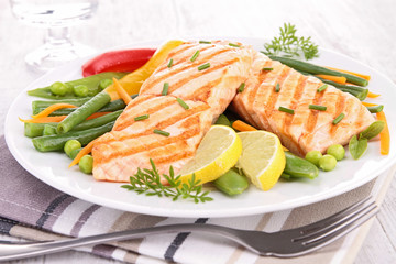 grilled salmon and vegetable