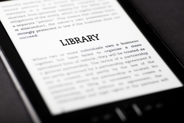 Obraz premium Library on tablet touchpad, ebook concept