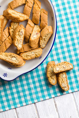 cantuccini cookies on kitchen table