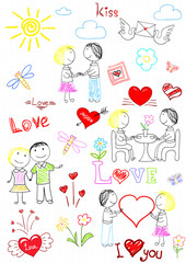 Vector sketchs - romantic couple