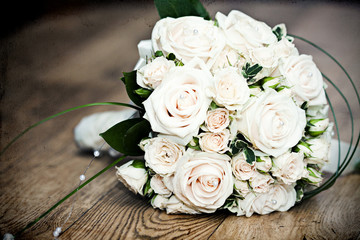 Vintage photo of white wedding bouquet
