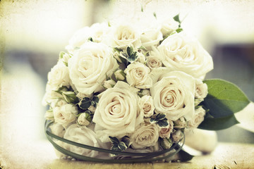 Vintage photo of white wedding bouquet