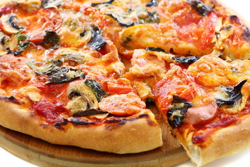 Sliced  pizza close-up.