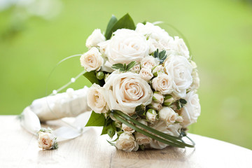 Vintage photo of white wedding bouquet