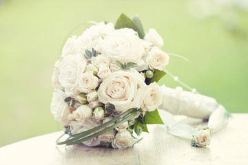Vintage photo of white wedding bouquet