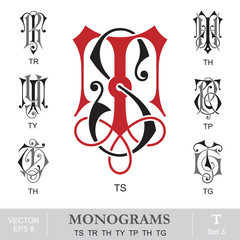 Vintage Monograms TS TR TH TY TP TH TG