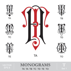 Vintage Monograms TA TA TB TC TD TE TO