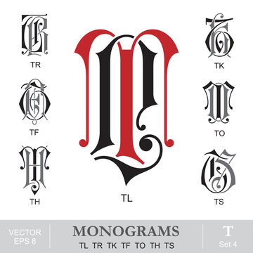 Vintage Monograms TL TR TK TF TO TH TS