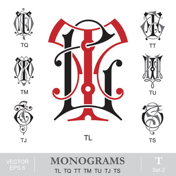 Naklejki Vintage Monograms TL TQ TT TM TU TJ TS