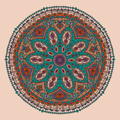 ornamental round lace pattern, circle background with many detai