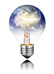 Lightbulb switched ON - World Globe North America