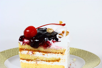 white cream cake with cherry