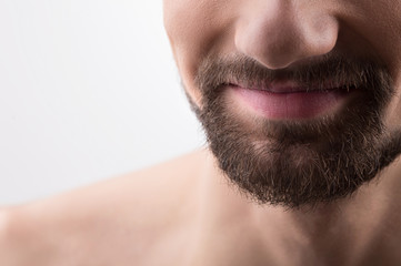 Obraz premium Man's Face Smiling. Close Up of Man's Face Smiling