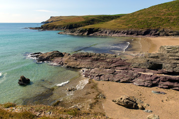 New Polzeath beach Cornwall coast England United Kingdom.