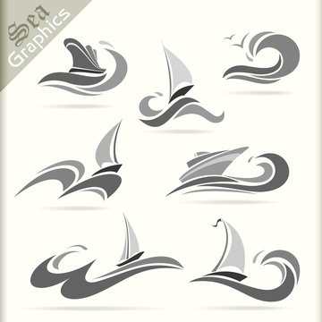 Sea Graphics Series - Sailing Boat  Symbols