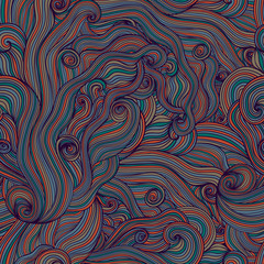 Seamless hand-drawn waves texture.Copy that square to the side a