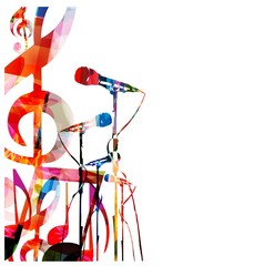 Abstract music background with microphones