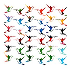Colorful hummingbirds vector pattern