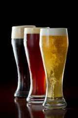 dark, red and light beer