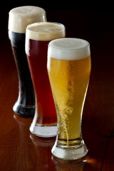 dark, red and light beer