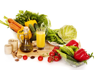 Fresh vegetable and olive oil.