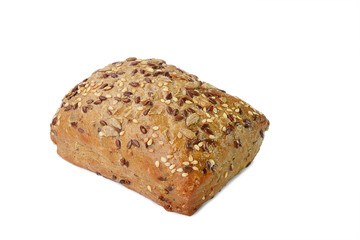 Brown bun with sesame and sunflower seeds