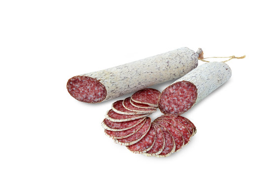 Salami - closeup of dried sausages