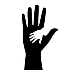 silhouettes of adult and children's hands