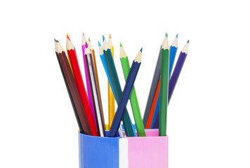 Fototapeta premium pencils in holder isolated on white background