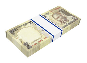 India Rupee isolated on white. 3D photo rendering.