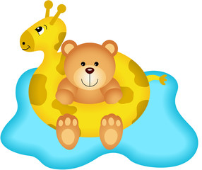 Teddy Bear in Giraffe Buoy