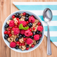 Muesli with fresh fruits.