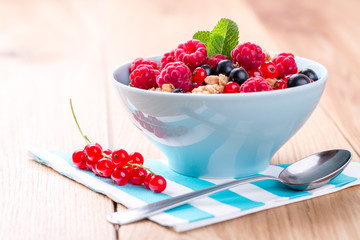 Muesli with fresh fruits.