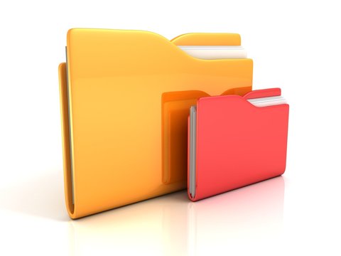 office documents folders yellow red icon on white