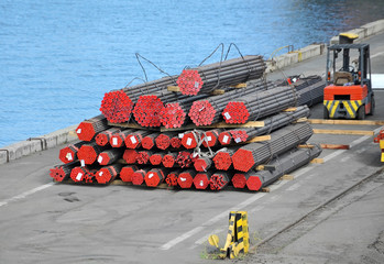 Stacked PVC and steel pipe ready for shipment