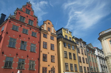 Fototapeta na wymiar Stortogetm typical houses in Gamla Stan, Stockholm