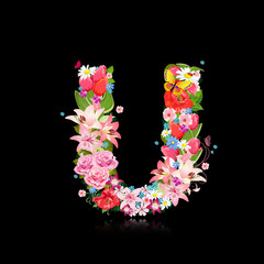 Romantic letter of beautiful flowers U