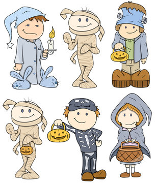 Halloween Cute Kids Vector Illustration