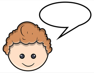Cute Little Boy Speech Bubble - Vector Cartoon Illustration
