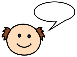 Bald Man Saying in Speech Bubble - Vector Cartoon Illustration